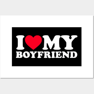 I Love My Boyfriend_ Double Sleeve T-Shirt - Classic Fit, Round Neck, Black Posters and Art